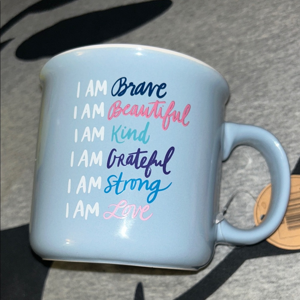NWT Large Sized Inspirational Mug in light blue by Kristin Ley